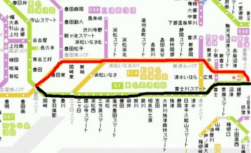 東名と新東名の路線図